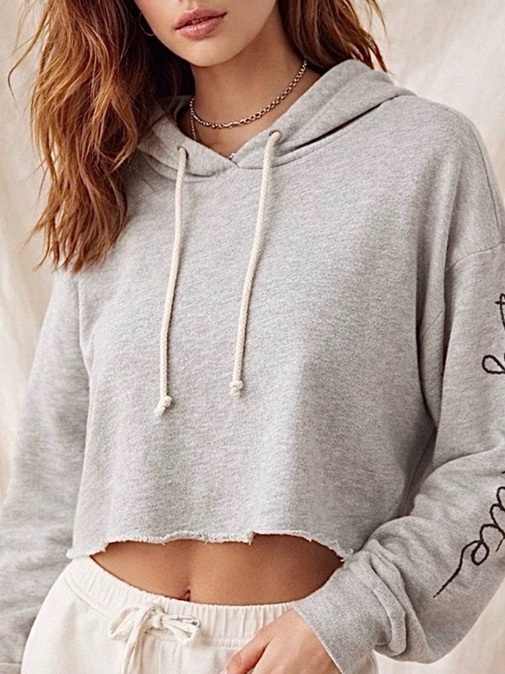 Free People FP Movement Dynamite Cropped Hoodie Sweatshirt Gray Size S Lightweig